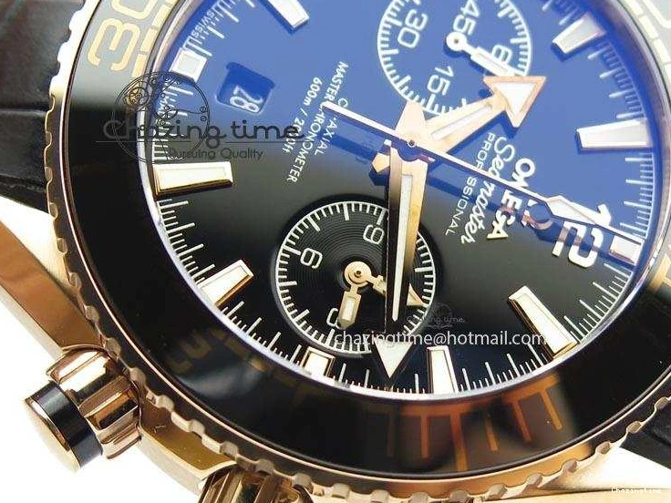 0215 Breathable Seamaster Professional Chrono RG Black Ceramic Black Dial On Black Gummy Strap A 8214